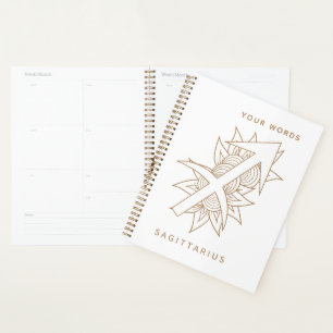 Agenda Crea tu propio Sagittarius Oro y Blanco Elegante