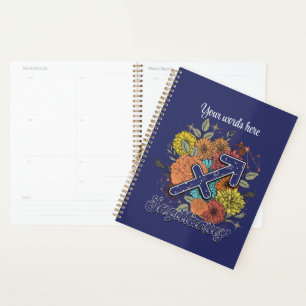 Agenda Crea tu propio Sagittarius Zodiac floral estelar