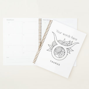 Agenda Crea tu propio Tauro Blanco y Negro Elegante