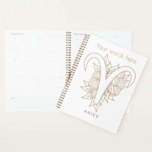 Agenda Crea tu propio Zodiac de Oro y Aries Blancas Elega