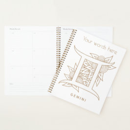 Agenda Crea tu propio Zodiac Gemini Oro y Blanco Elegante