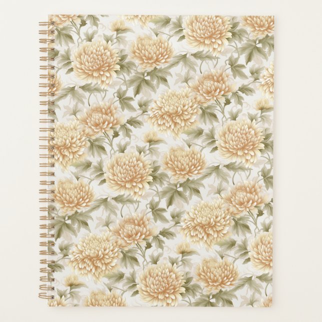 Agenda Cream Chrysanthemums Chiyogami Planner (Anverso)