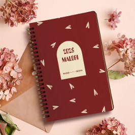 Agenda Cream Hearts on Burgundy - Minimal Valentine 