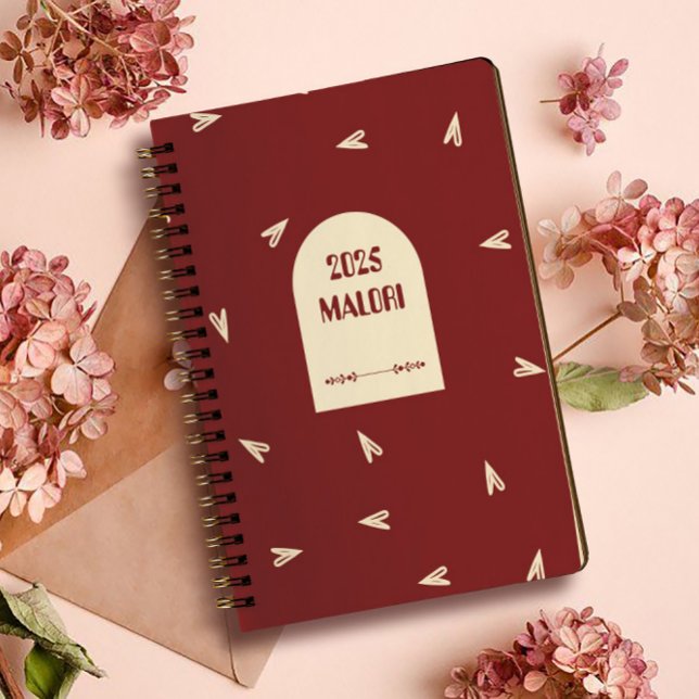 Agenda Cream Hearts on Burgundy - Minimal Valentine  (Subido por el creador)