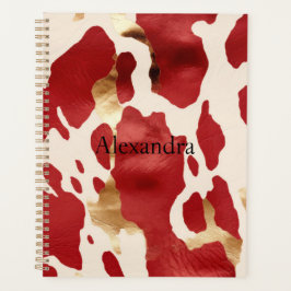 Agenda Cream Red Gold Western Piel de vaca Howdy