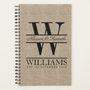 Agenda Crear su propio monograma de retro Burlap