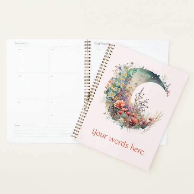 Agenda Create Your Own Bright Sunset Floral Crescent Moon (Demostración)