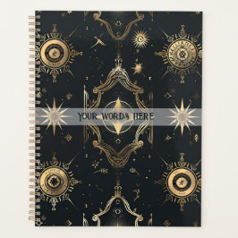 Agenda Create Your Own Elegant Gold Fairy Stars Black