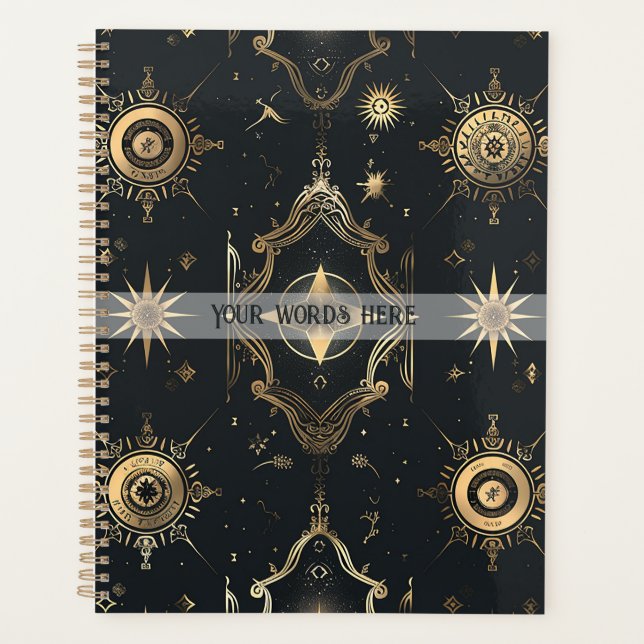 Agenda Create Your Own Elegant Gold Fairy Stars Black (Anverso)