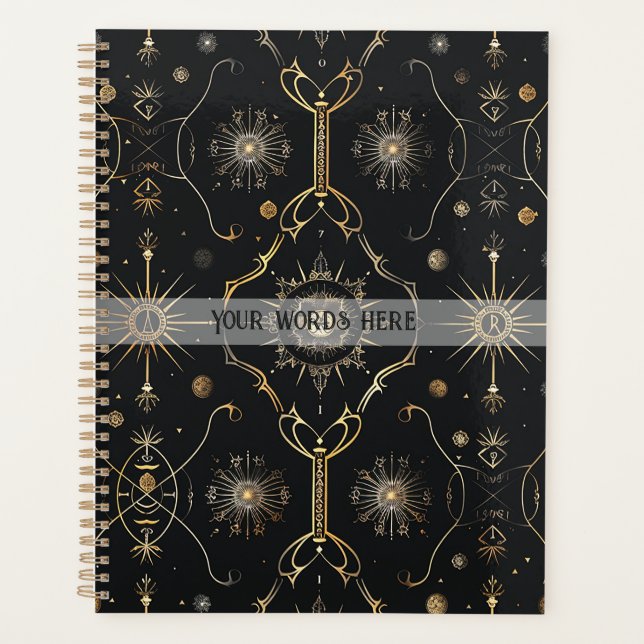 Agenda Create Your Own Elegant Gold Magic Symbols Black (Anverso)