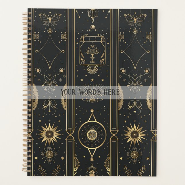 Agenda Create Your Own Elegant Gold Mystical Stripes (Anverso)