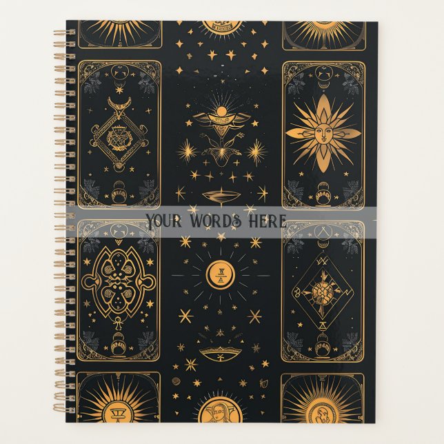 Agenda Create Your Own Elegant Gold Mystical Tarot Black (Anverso)