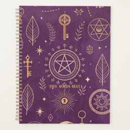 Agenda Create Your Own Gold Floral Magic Symbols Purple