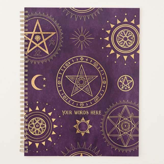Agenda Create Your Own Gold Pentacles Moon Purple (Anverso)
