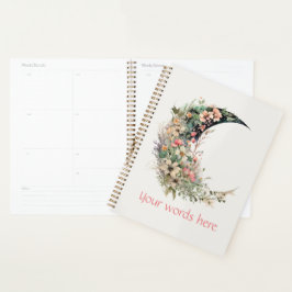 Agenda Create Your Own Pink Meadow Floral Crescent Moon