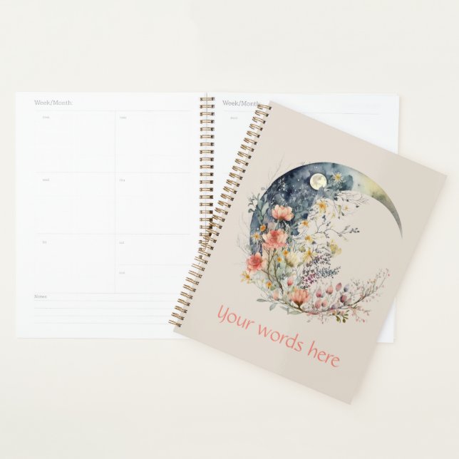 Agenda Create Your Own Spring Meadow Floral Crescent Moon (Demostración)
