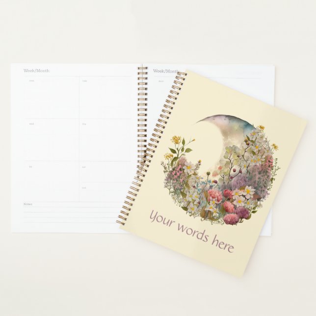 Agenda Create Your Own Wildflowers Floral Crescent Moon (Demostración)