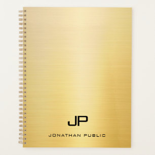 Agenda Creativo Faux Gold Modern Monograma Nombre Texto
