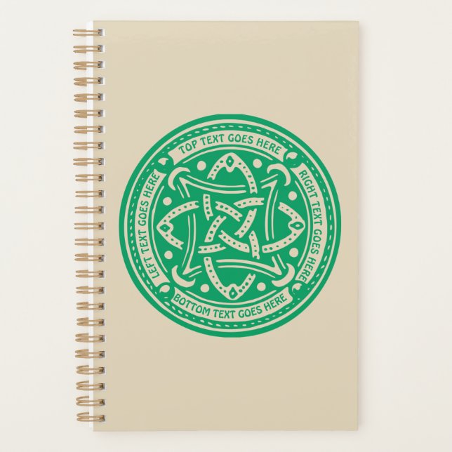 Agenda Cree su propio Knot Celtic Shamrock Green Irish (Anverso)