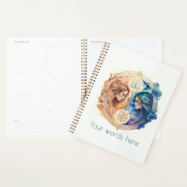Agenda Cree su propio Zodiac Gemini Gemini Gold y Blue