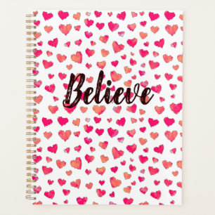 Agenda Creer tipografía acuarela Corazones arte