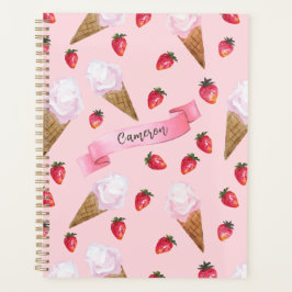 Agenda Crema de helado de fresa cúrcuta rosa retro person