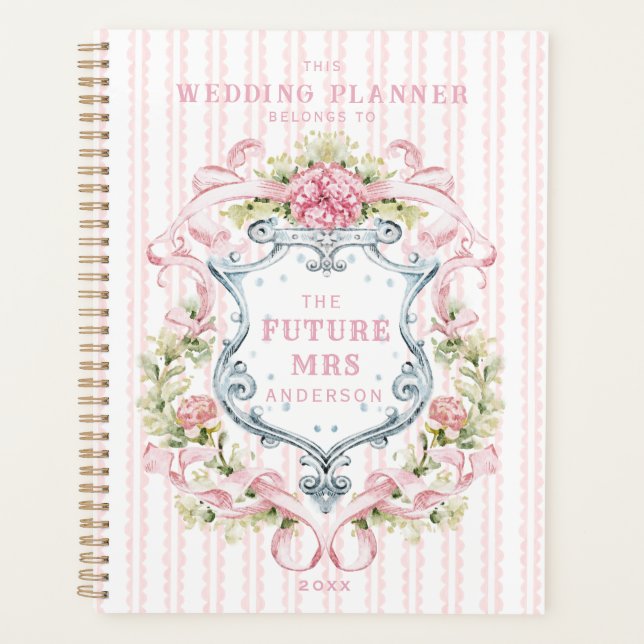 Agenda Crest de ducha floral elegante | Boda (Anverso)