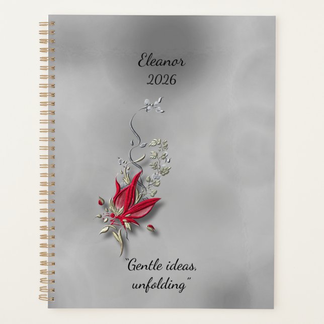 Agenda 	Crimson Butterfly Bloom Spiral notebook  (Anverso)