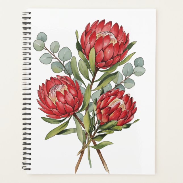 Agenda Crimson Protea Bouquet Watercolor (Anverso)