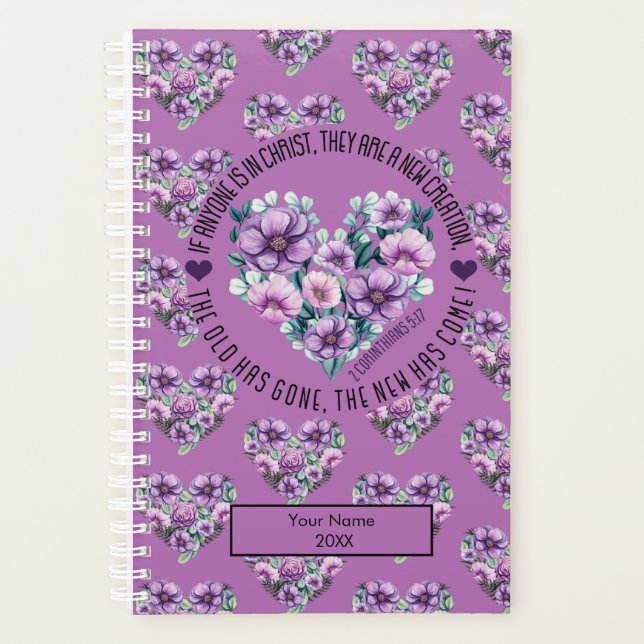 Agenda Cristiano Personalizado 2 Corintios 5:17 Biblia (Anverso)