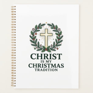 Agenda Cristo es mi tradición de Navidad Diseño de cruz v