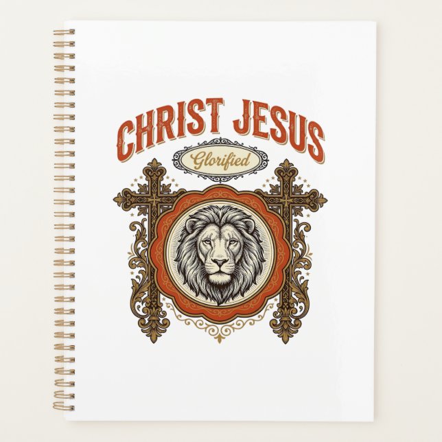 Agenda Cristo Jesús Fe Vintage León (Anverso)