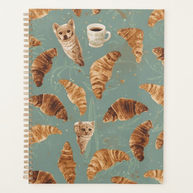 Agenda Croissant Crawl Cats, Coffee & French Planner (Anverso)