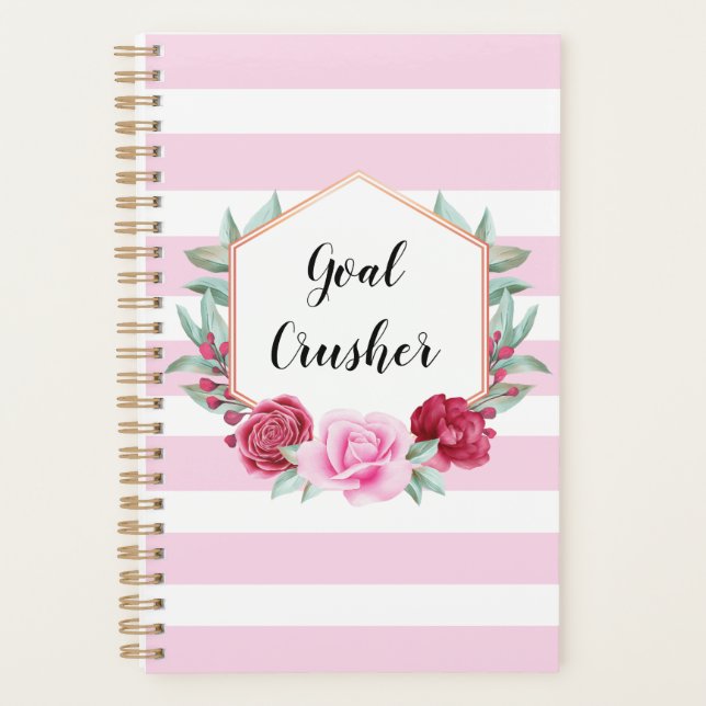 Agenda Crusher de gol tiras rosadas Floral (Anverso)
