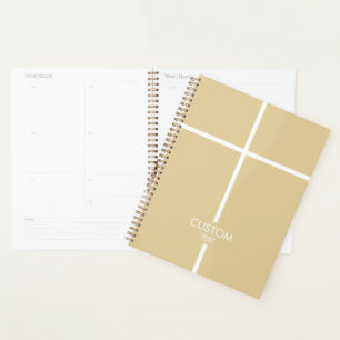 Agenda Cruz simple dorada y blanca