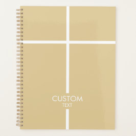 Agenda Cruz simple dorada y blanca