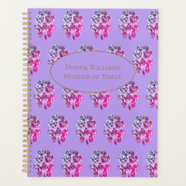 Agenda Cuatro Ropas De Hojas Patrón Púrpura Moderno Rosa