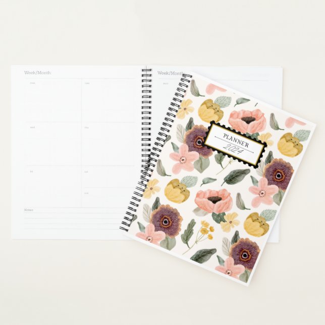 Agenda Cubierta floral moderna Planner semanal y mensual (Demostración)