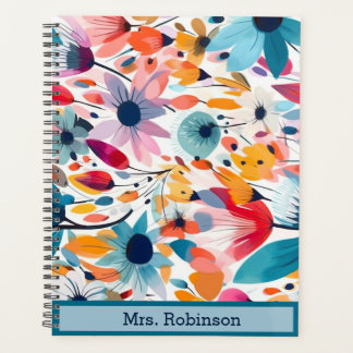 Agenda Cubierta moderna floral de nombre personalizado Se