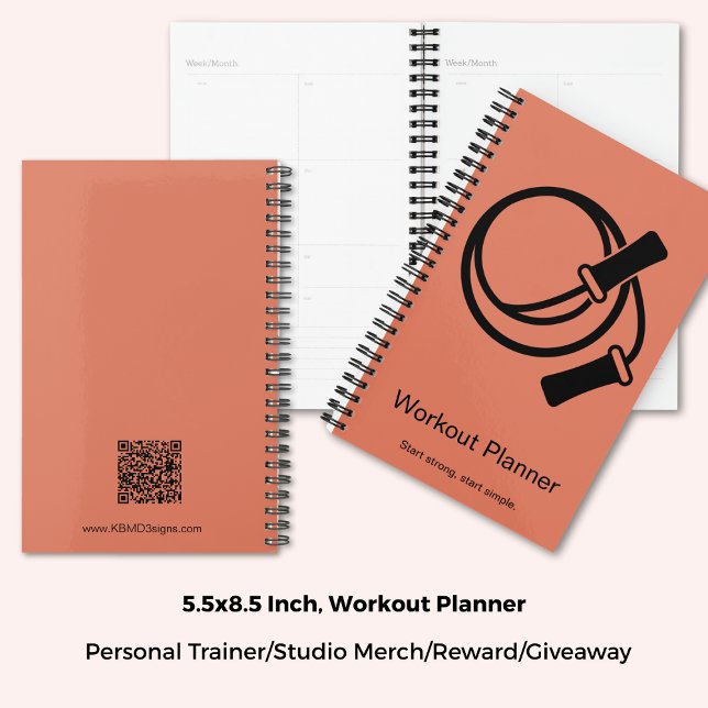 Agenda Cuerda de Saltar Naranja Negro Fitness Entrenamien (5.5x8.5 Inch, Skipping Rope Orange Black Fitness Starter Workout Planner)
