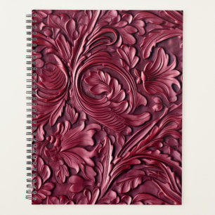 Agenda Cuero con herramientas de burdeos vintage