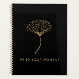 Agenda Cuida Tu Momento | Hoja De Ginkgo Dorada Minimalis