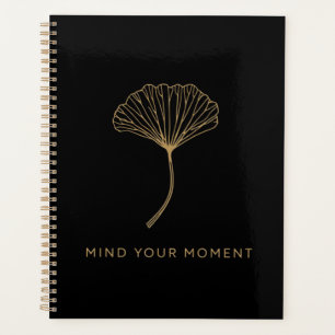 Agenda Cuida Tu Momento Hoja De Ginkgo Dorada Minimalis