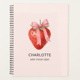 Agenda Cuidada acuarela Fresa Bow Coquette Monograma