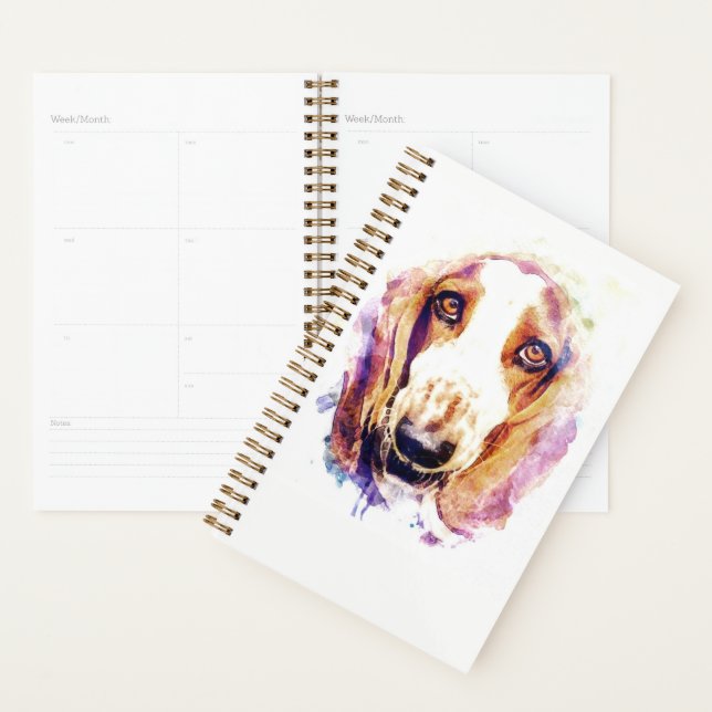 Agenda Cuidada Basset Hound Dog Head Face Puppy (Demostración)