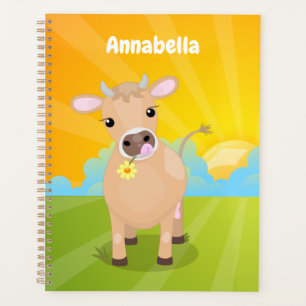 Agenda Cuidada jersey feliz vaca y personalizado de flore
