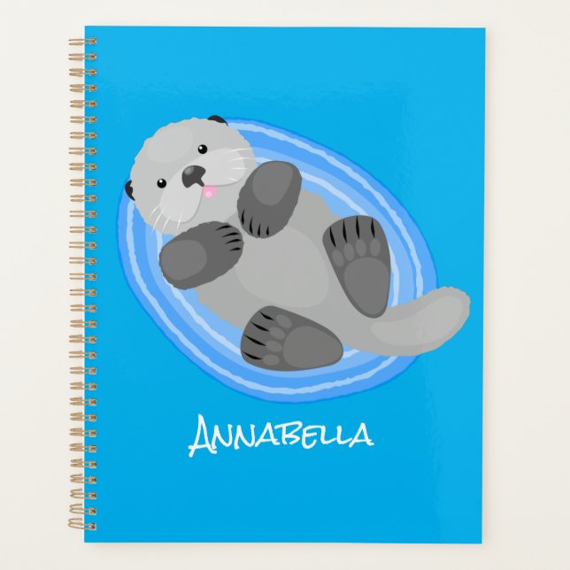 Agenda Cuidada y feliz nutria azul personalizado ilustrac (Anverso)