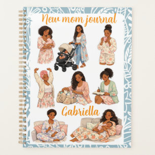 Agenda Cuidado personal para nueva mamá con acuarela flor