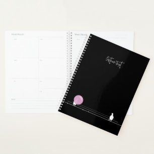 Agenda Curiosas y divertidas aves de bblegum en un negro 