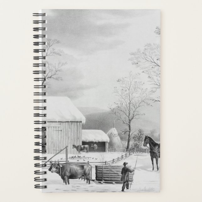 Agenda Currier Ives Winter Farm Scene (Anverso)